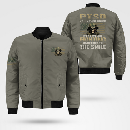 PTSD You Never Know What We Are Fighting Bomber Jacket