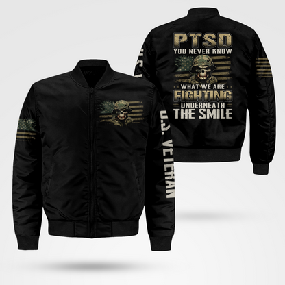 PTSD You Never Know What We Are Fighting Bomber Jacket