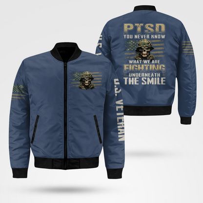 PTSD You Never Know What We Are Fighting Bomber Jacket