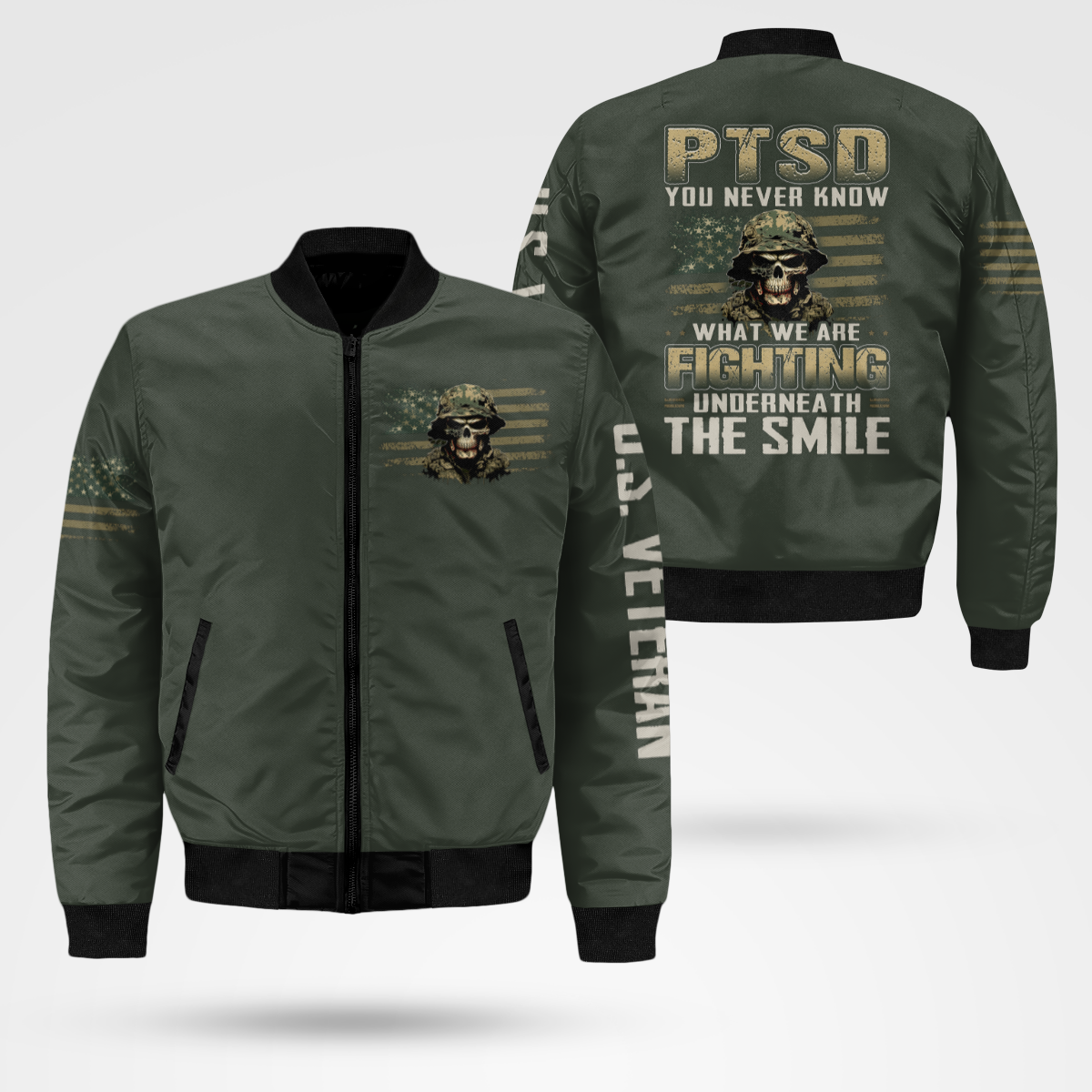 PTSD You Never Know What We Are Fighting Bomber Jacket