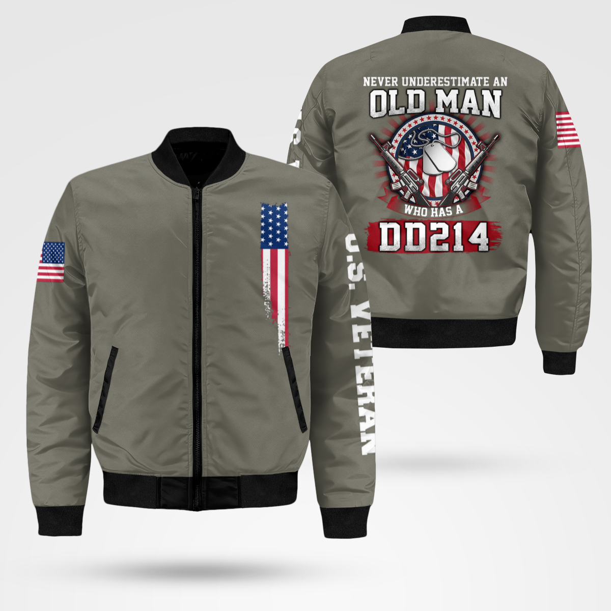 Old Man With A DD-214 - Protect My Family Bomber Jacket