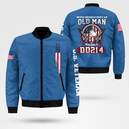 Old Man With A DD-214 - Protect My Family Bomber Jacket