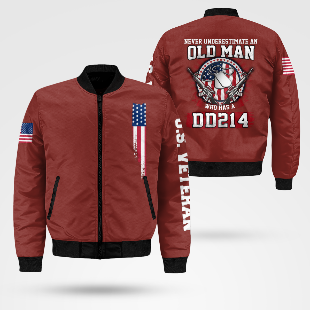 Old Man With A DD-214 - Protect My Family Bomber Jacket