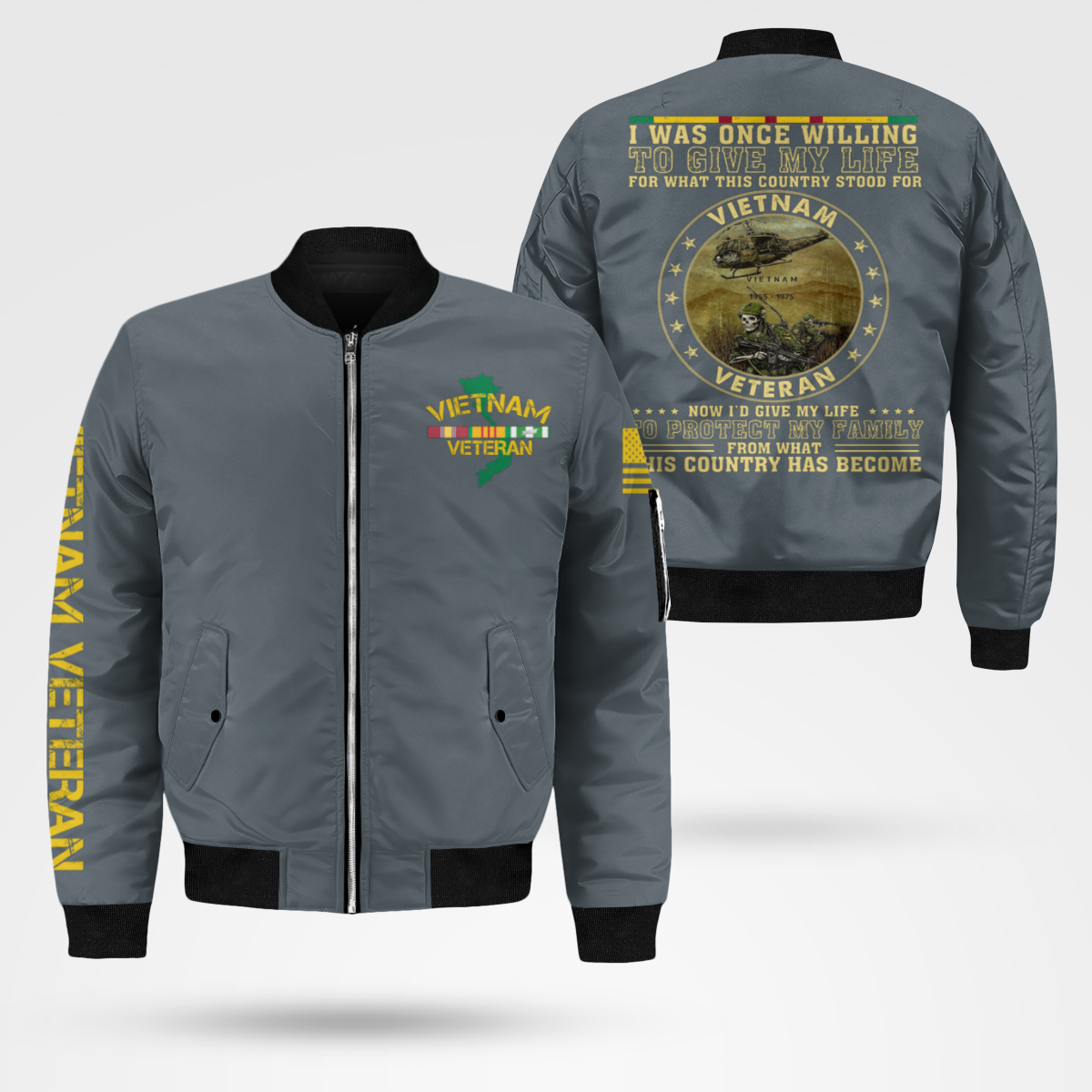 Vietnam Veteran - Protect My Family Bomber Jacket