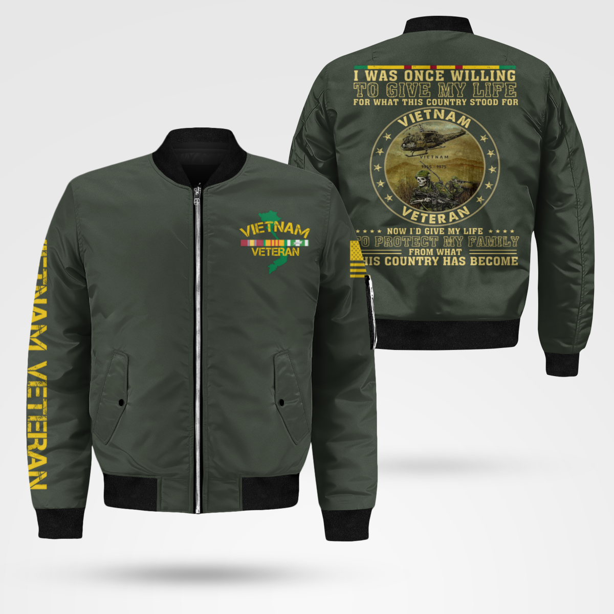 Vietnam Veteran - Protect My Family Bomber Jacket