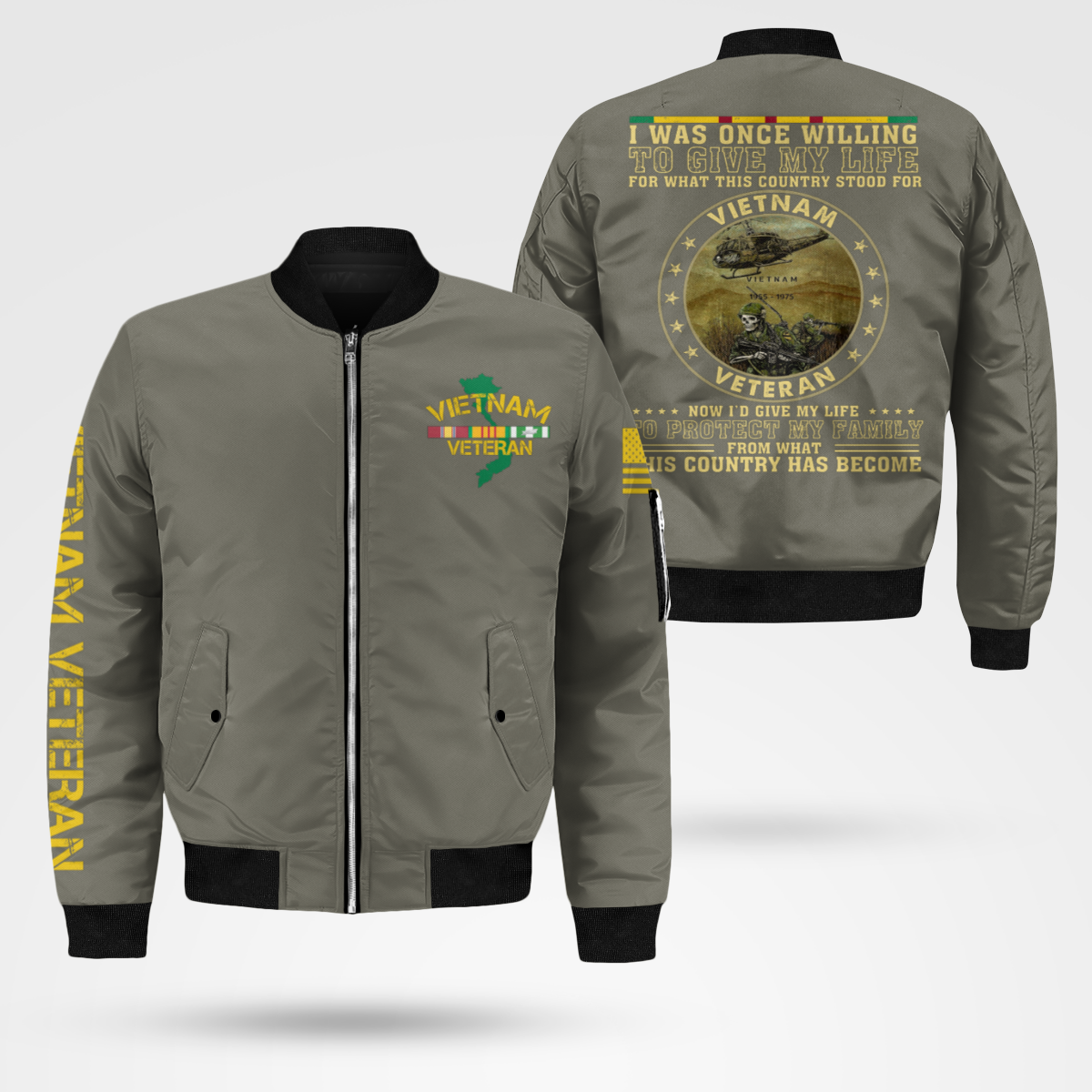 Vietnam Veteran - Protect My Family Bomber Jacket