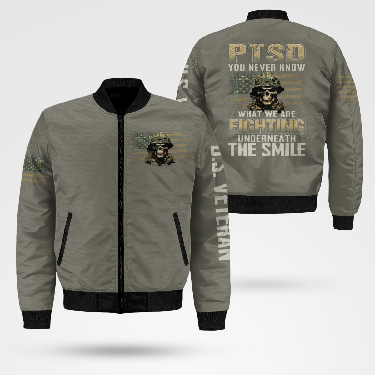 PTSD You Never Know What We Are Fighting Bomber Jacket