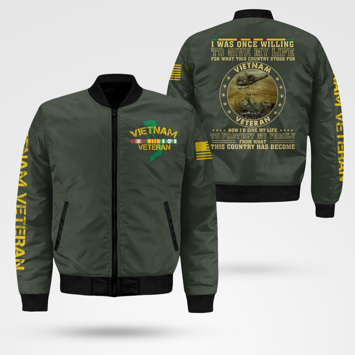 Vietnam Veteran - Protect My Family Bomber Jacket