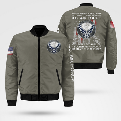 I Chose To Serve In The Air Force Bomber Jacket