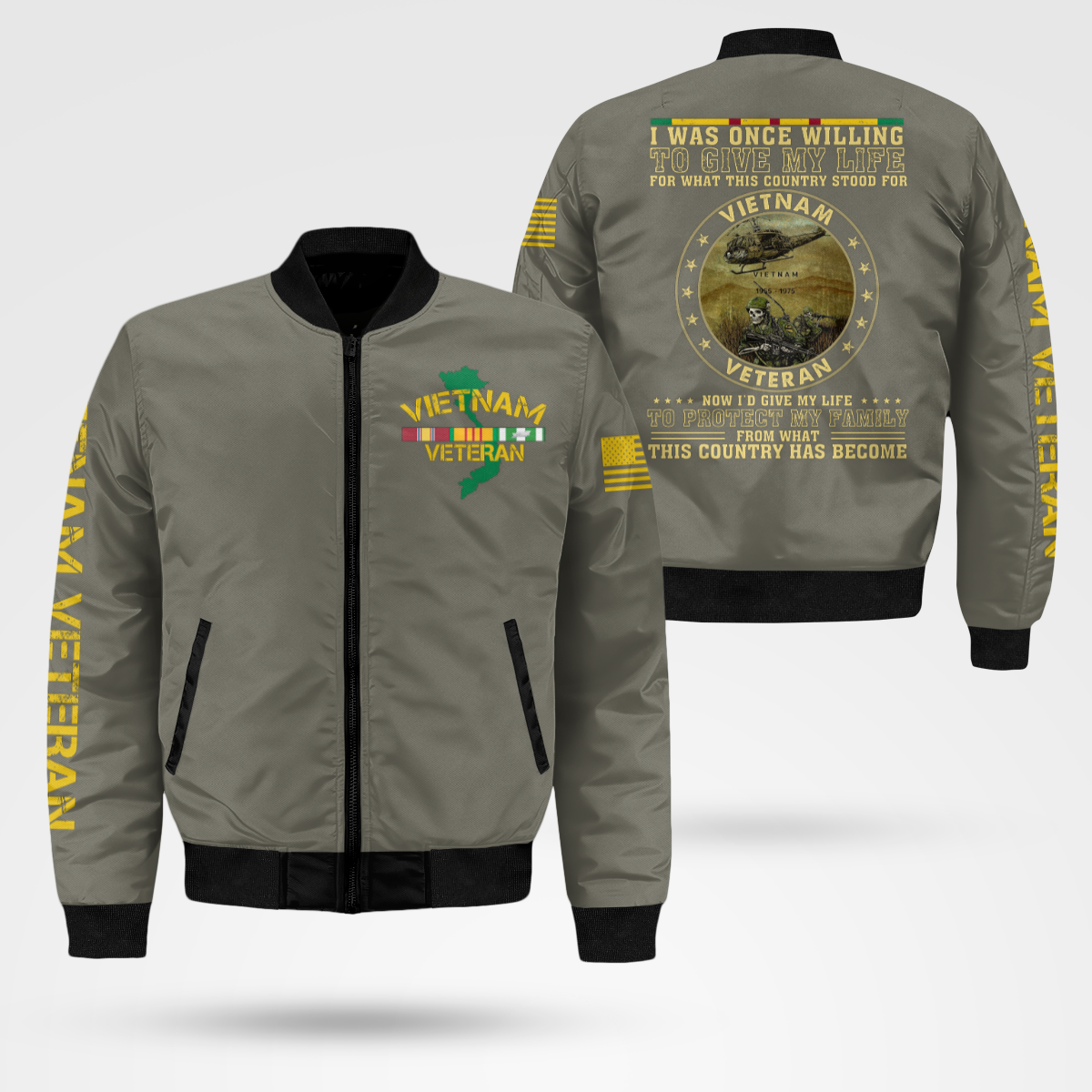 Vietnam Veteran - Protect My Family Bomber Jacket