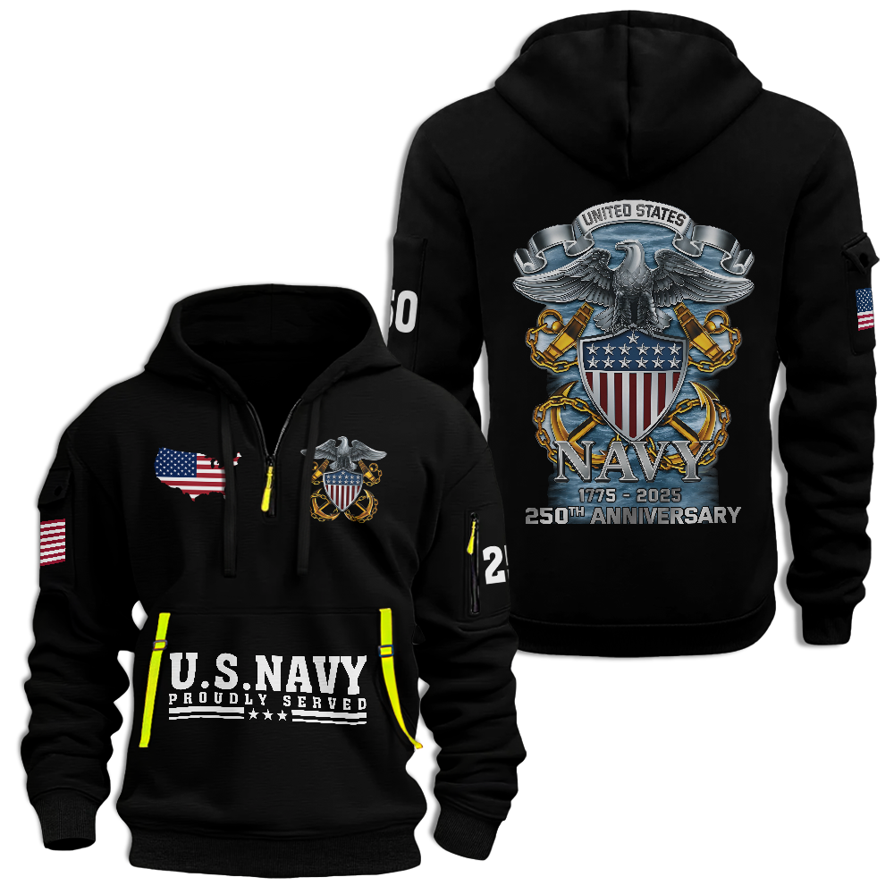 Navy 250th Anniversary Quarter Zip Hoodie