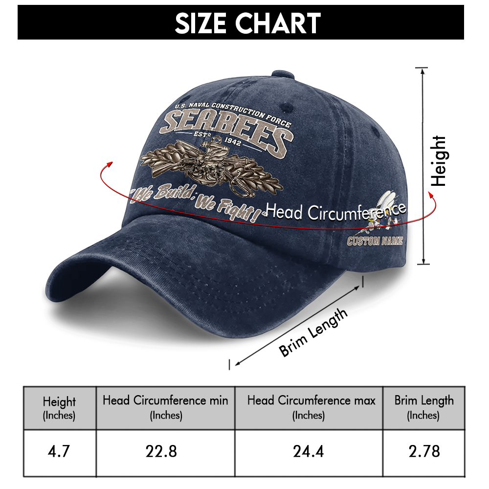 Personalizable Navy Seabee Washed Cap
