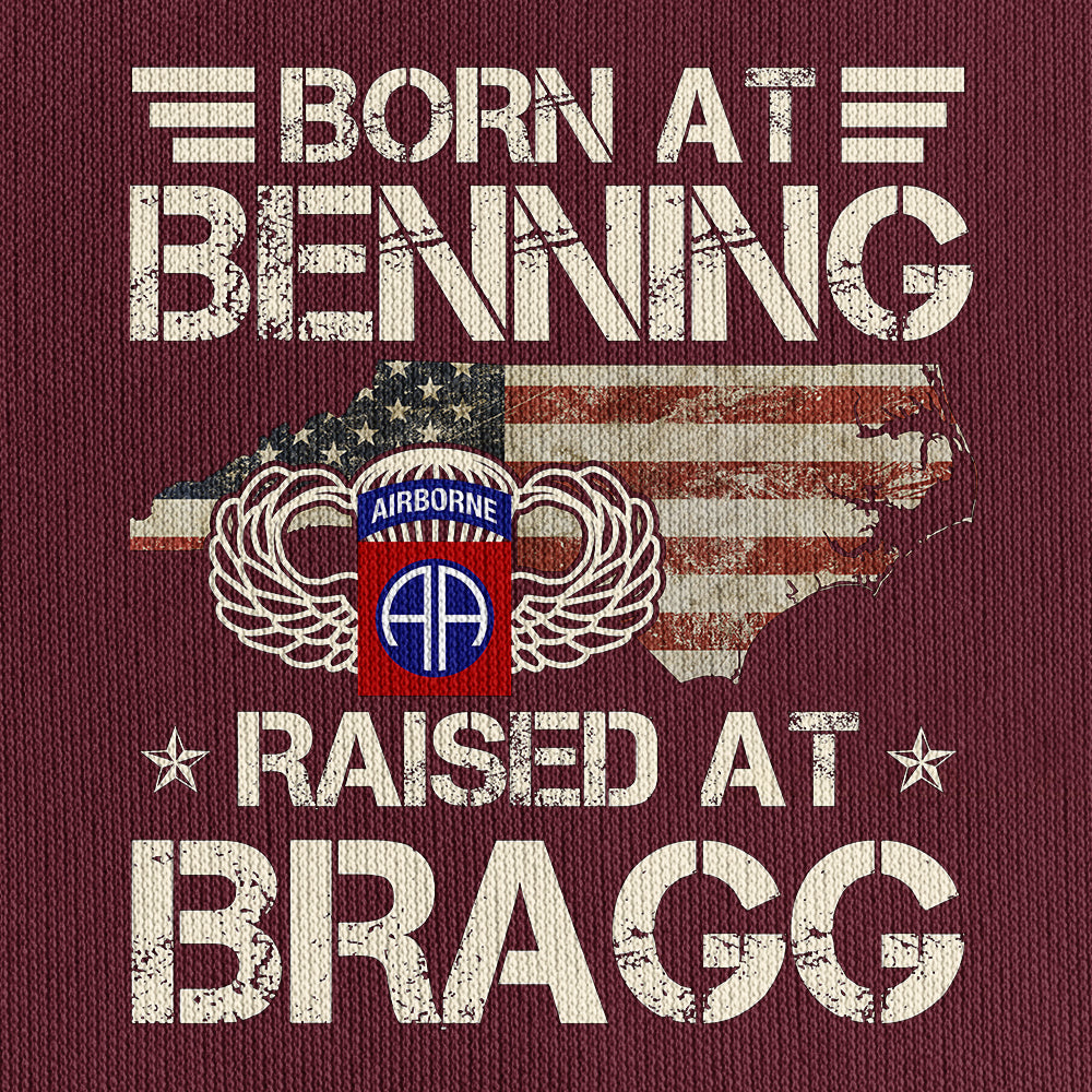 Airborne Born At Benning Raised At Bragg Quarter Zip Hoodie