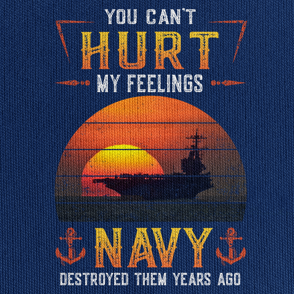 Navy Veteran You Can't Hurt My Feelings Quarter Zip Hoodie