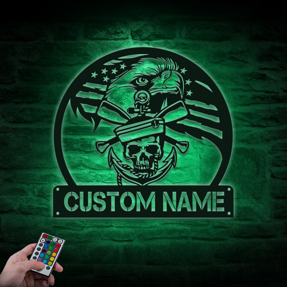 Personalized Navy Eagle Metal Sign Wall Art