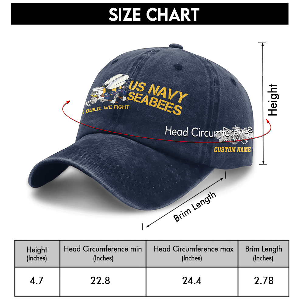 Personalizable Navy Seabee Washed Cap
