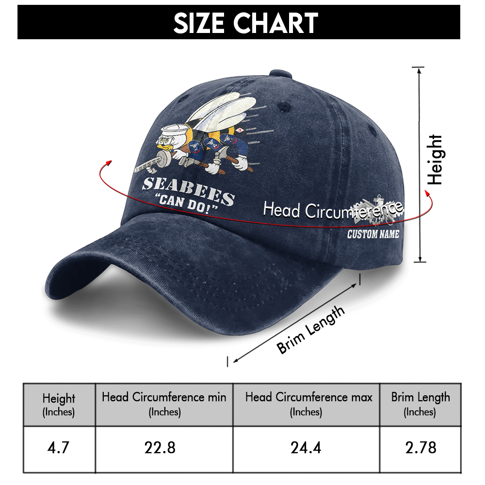 Personalizable Navy Seabee Washed Cap