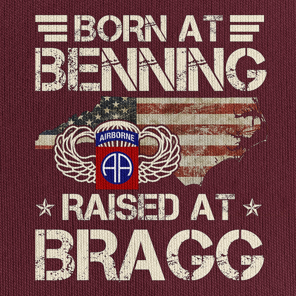 Airborne Born At Benning Raised At Bragg Quarter Zip Hoodie