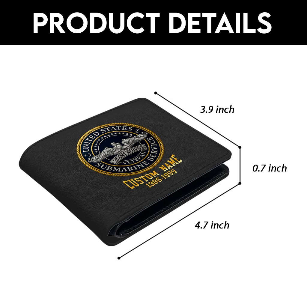 Personalizable Submarine Force Silent Service Leather Wallet