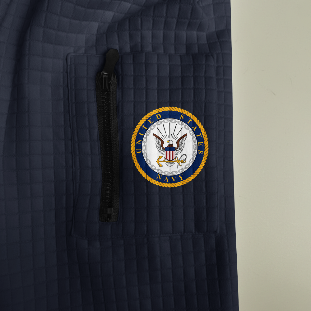 Personalizable Navy Submarine Waffle Hooded Jacket