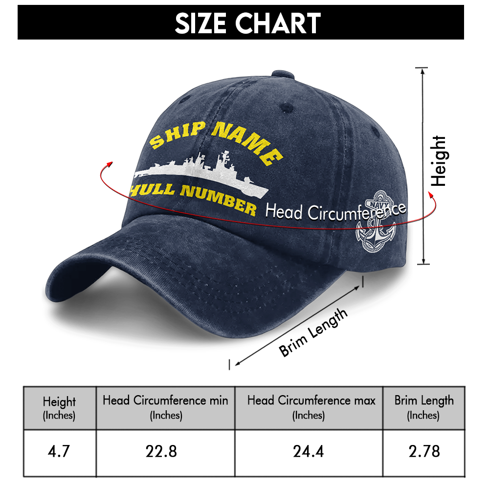 Personalized Navy Ship Name Washed Cap