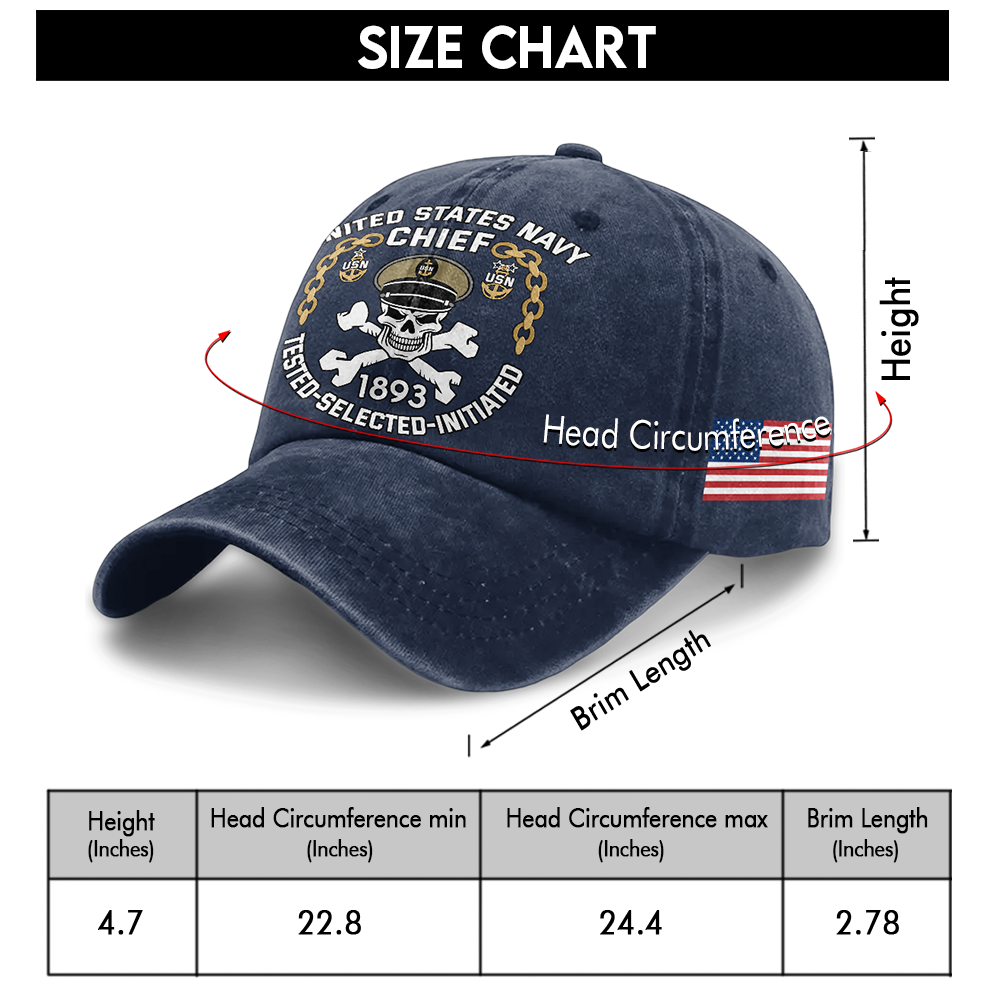 Personalizable Navy Chief Tested Selected Initiated Washed Cap