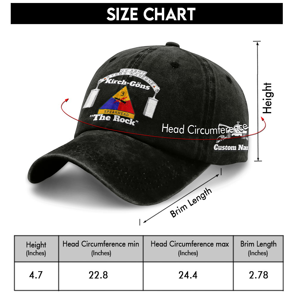 Personalizable Army 3rd Armored Division Washed Cap