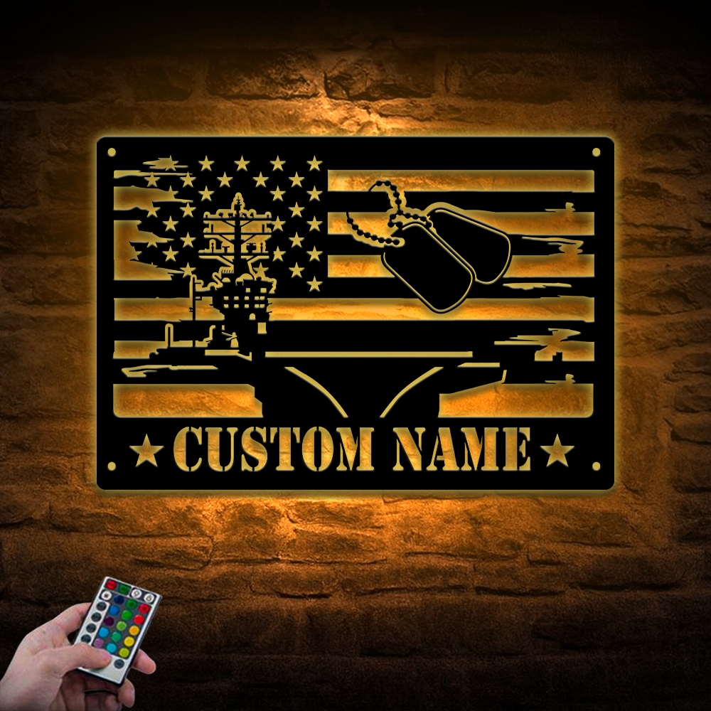 Personalized Navy Ship Aircraft Carrier Metal Sign Wall Art