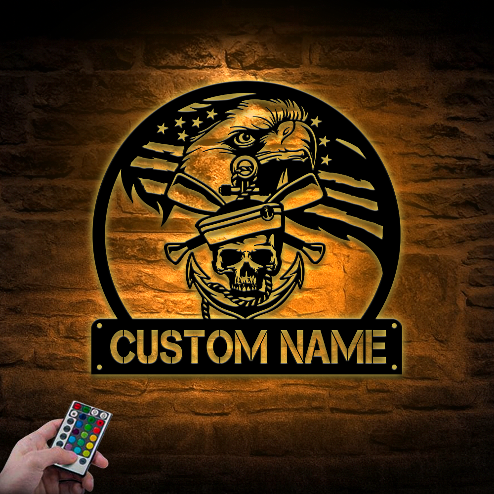 Personalized Navy Eagle Metal Sign Wall Art