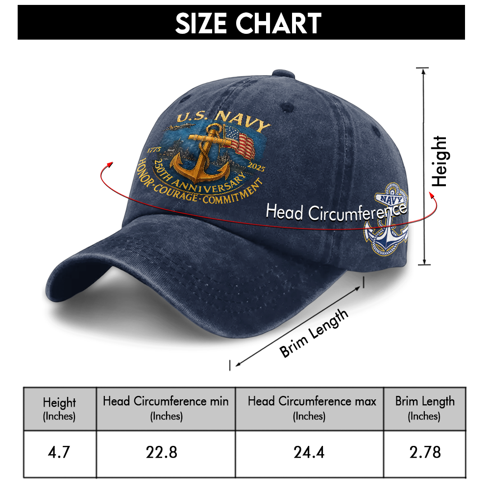 Navy 250th Anniversary Washed Cap
