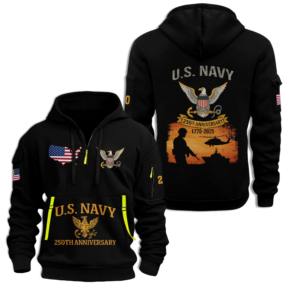Navy 250th Anniversary Quarter Zip Hoodie