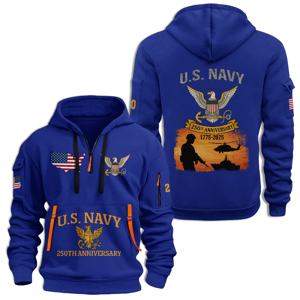 Navy 250th Anniversary Quarter Zip Hoodie