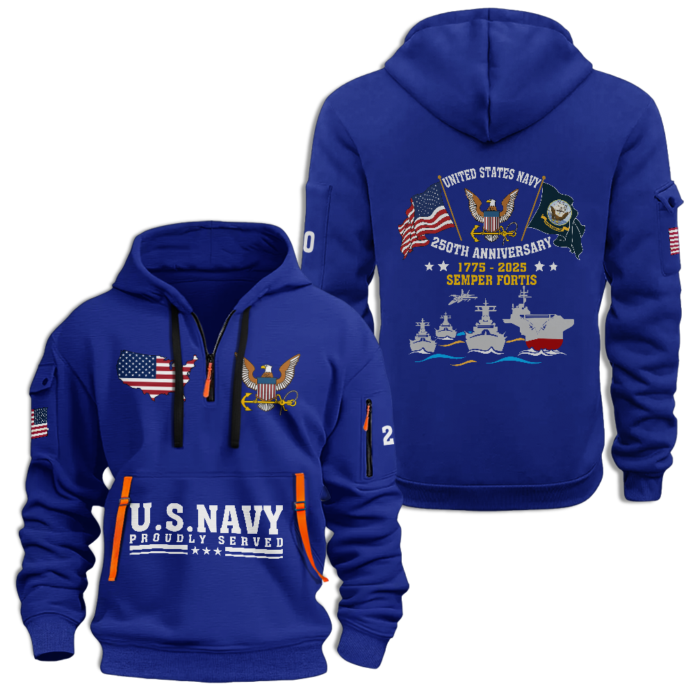 Navy 250th Anniversary Quarter Zip Hoodie