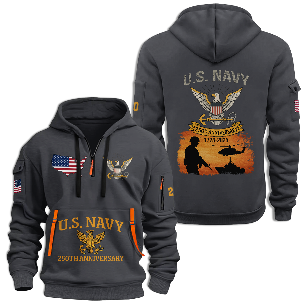 Navy 250th Anniversary Quarter Zip Hoodie