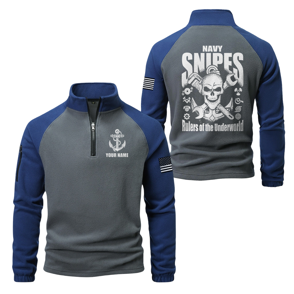 Personalizable Navy Snipes Half-Zip Raglan Sweatshirt