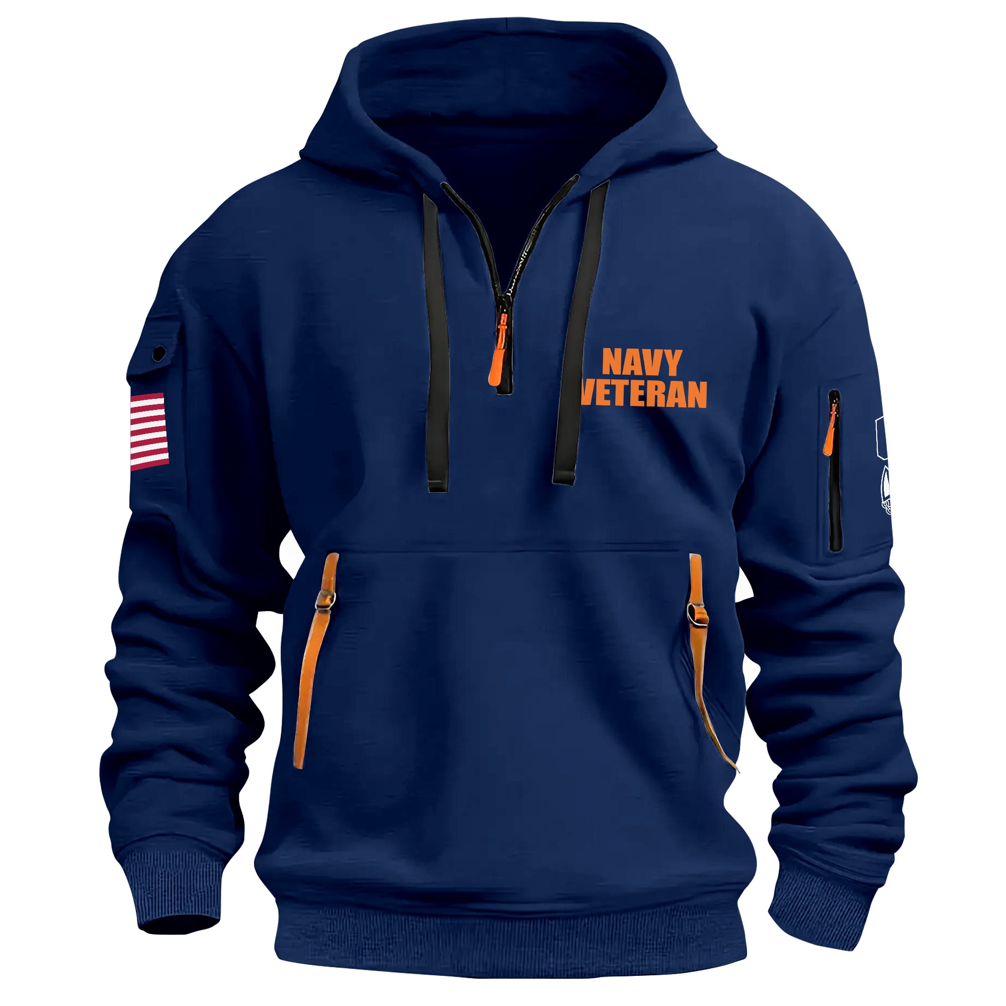 Less Than 1% Navy Ship Quarter Zip Hoodie