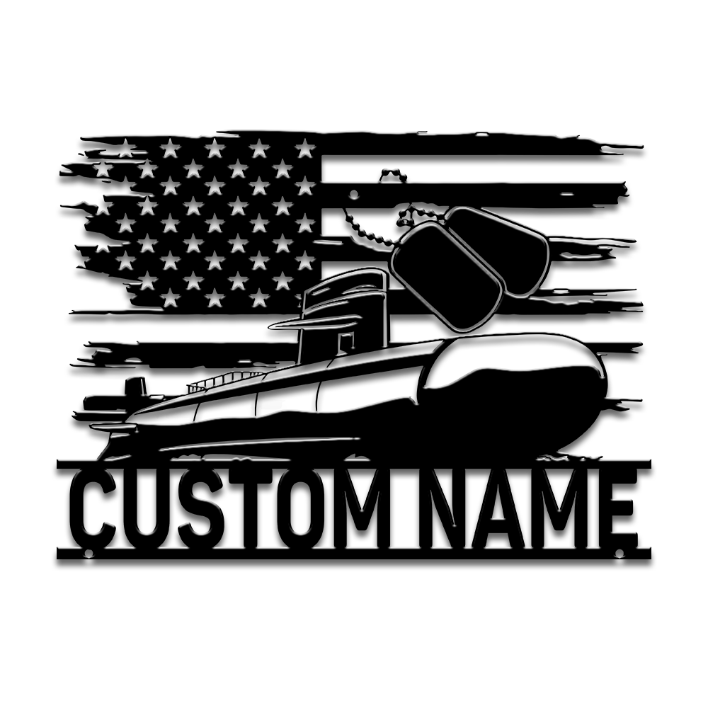 Personalized Navy Submarine Metal Sign Wall Art
