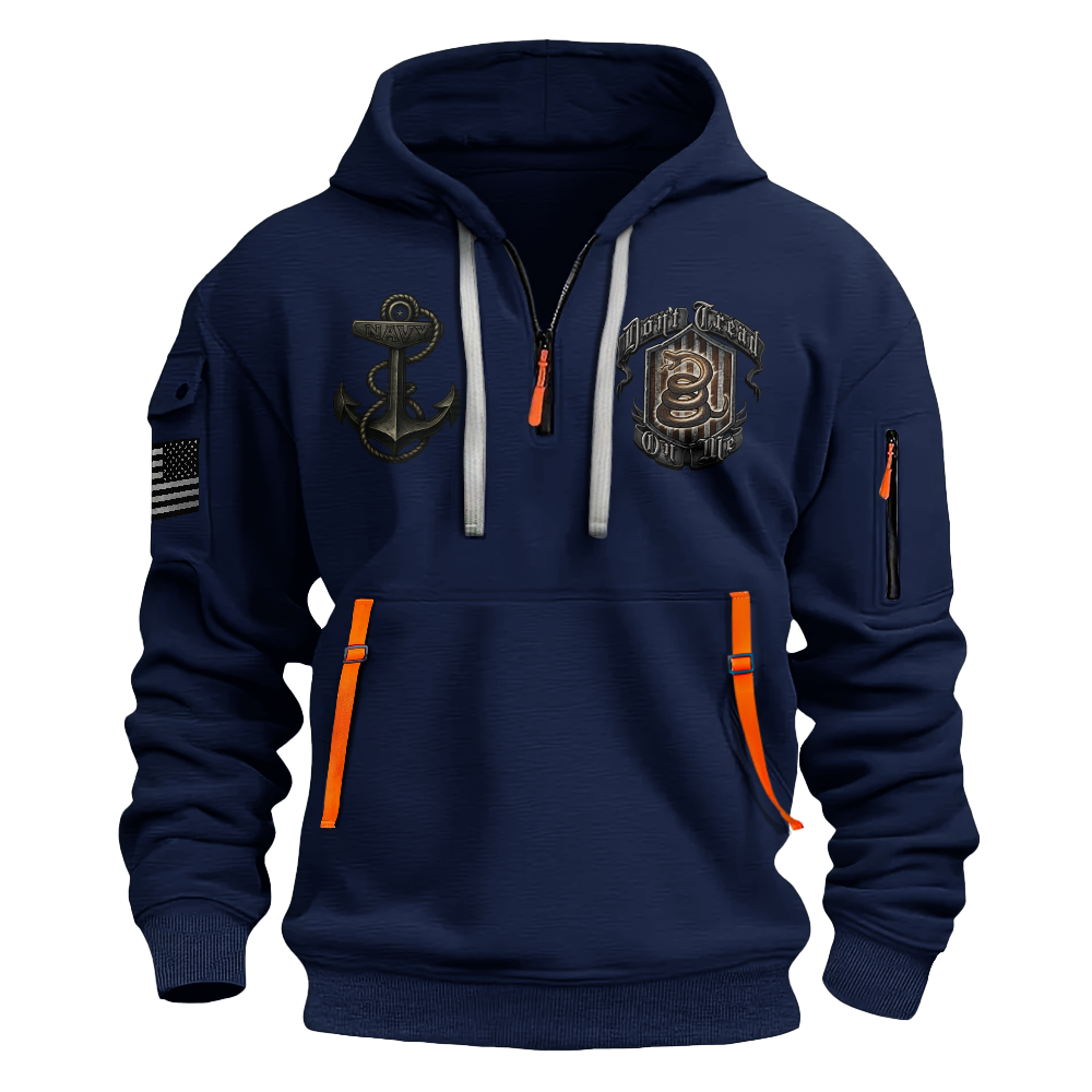 Navy Don't Tread On Me Quarter Zip Hoodie