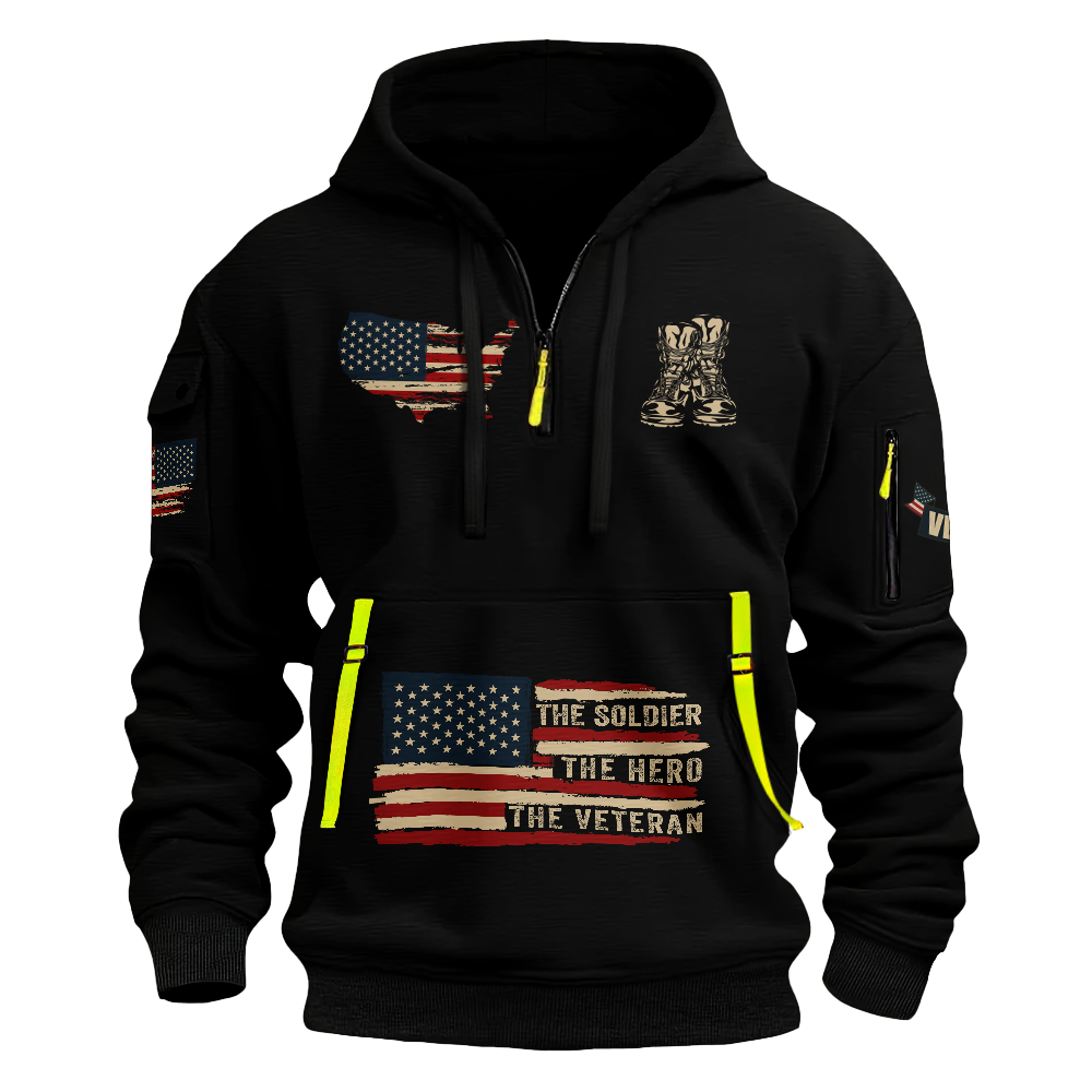 I Am A Veteran I Love Freedom Quarter Zip Hoodie