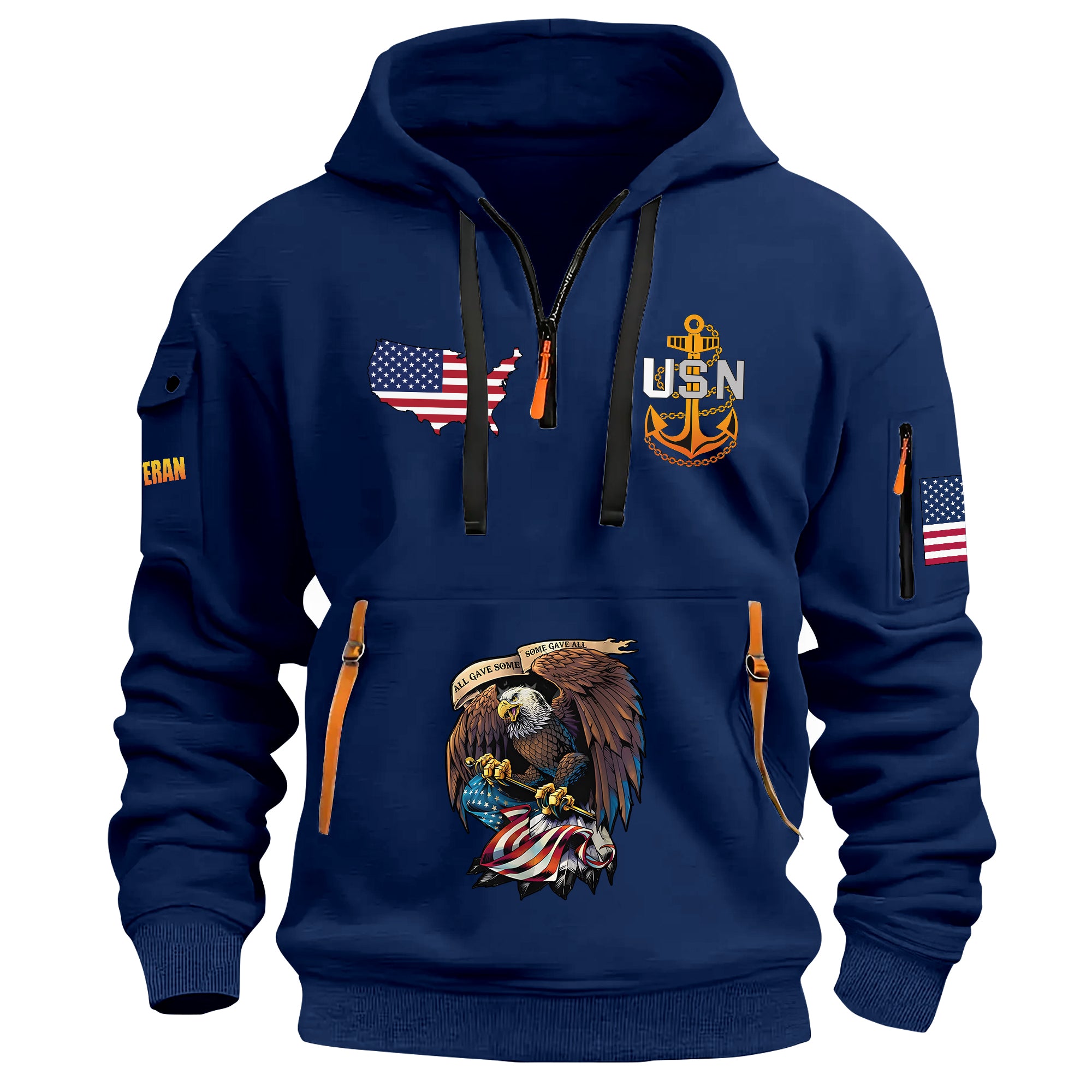 Less Than 1% Navy Ship Quarter Zip Hoodie