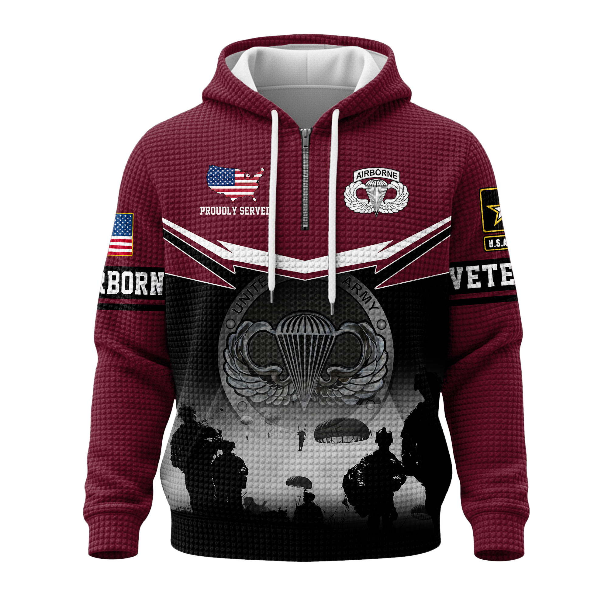 Airborne All The Way Quarter Zip Waffle Hoodie