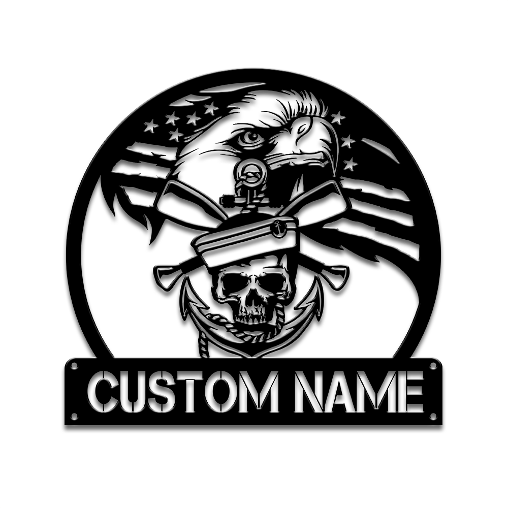 Personalized Navy Eagle Metal Sign Wall Art