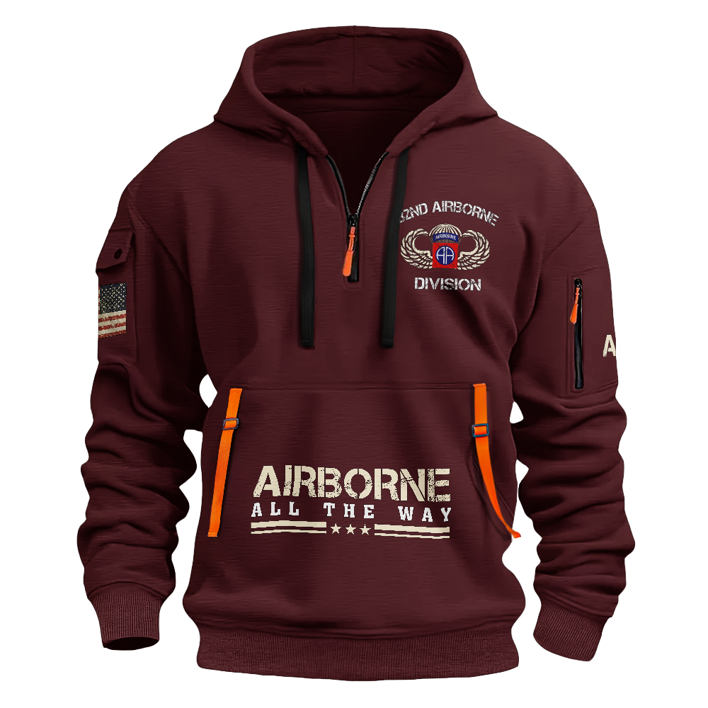 Airborne Born At Benning Raised At Bragg Quarter Zip Hoodie