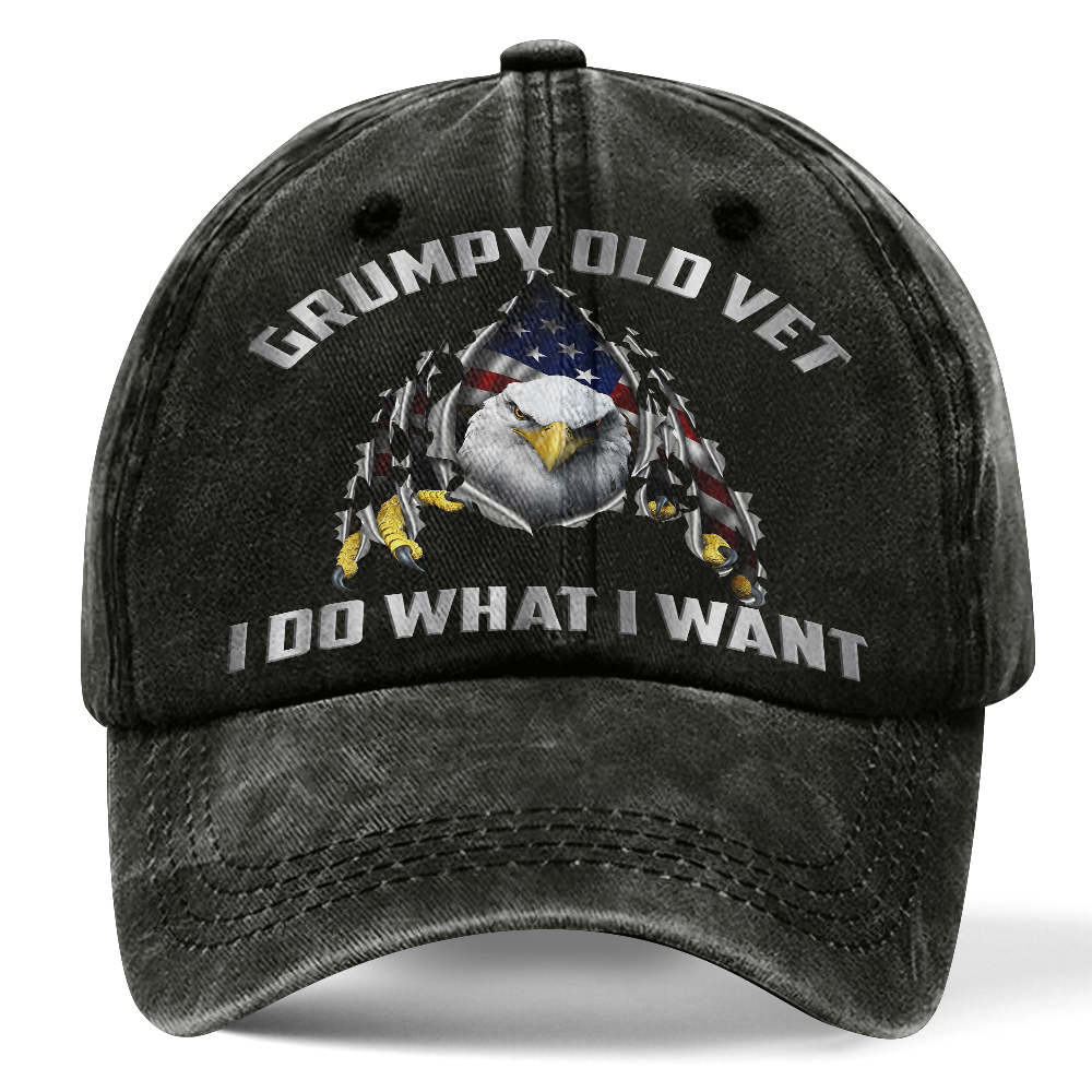 Personalizable Grumpy Old Vet Washed Cap