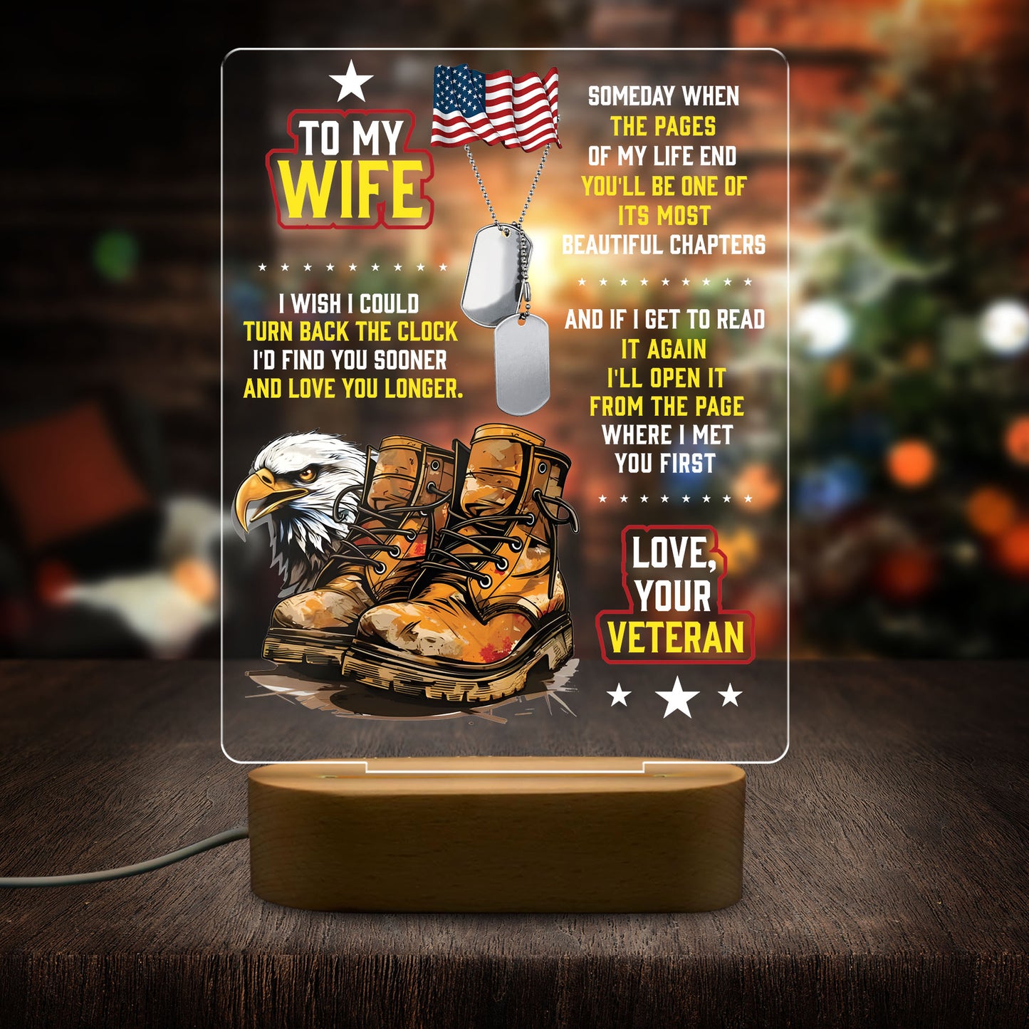 Veteran's Wife To My Wife - 3D LED LAMP