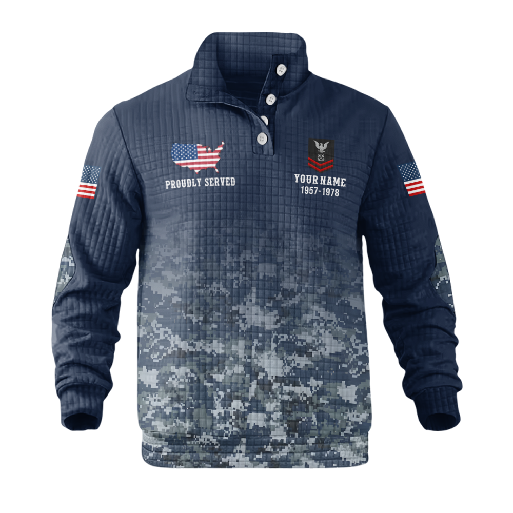 Personalizable Being A Navy Veteran Is An Honor Waffle Stand Collar Sweatshirt