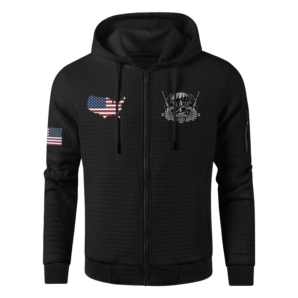 Airborne There Are No Ex-Paratroopers Waffle Hooded Jacket