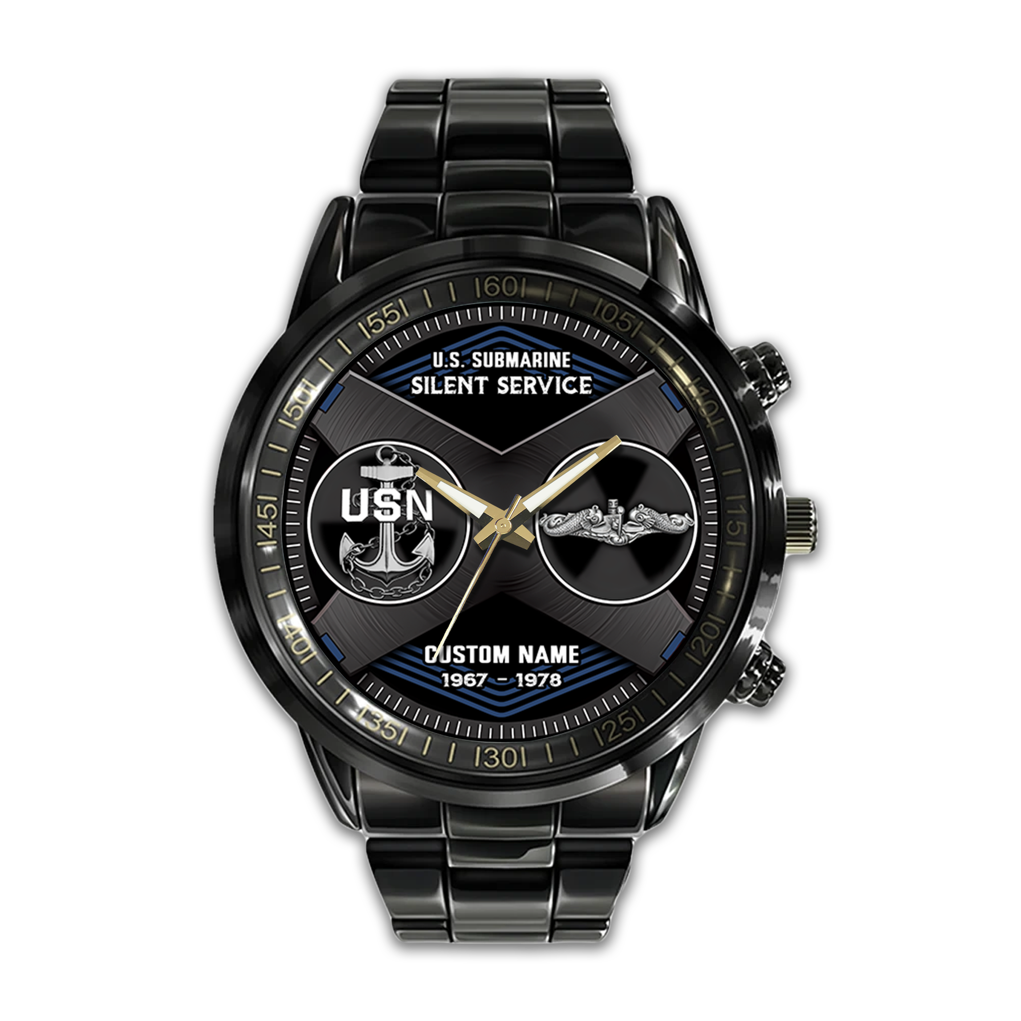 Personalizable Navy Submarine Stainless Steel Watch