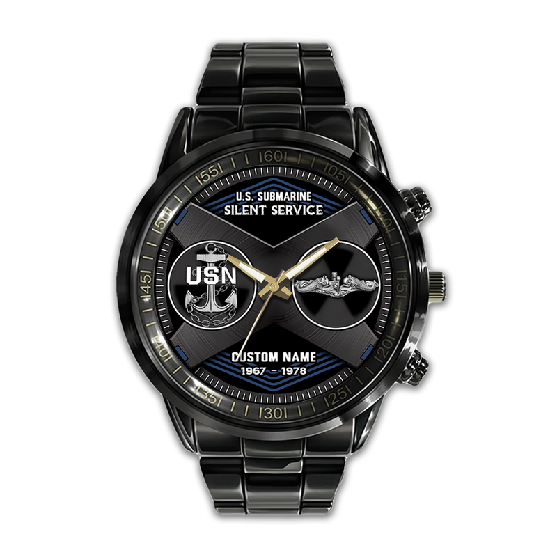 Personalizable Navy Submarine Stainless Steel Watch