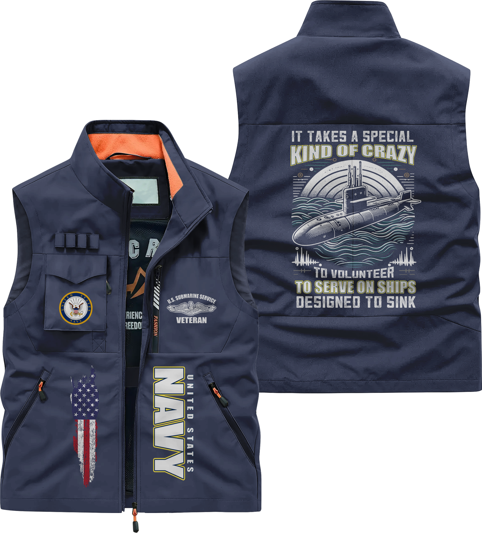 Navy Submarine Serve On Ships Designed To Sink Pocket Vest